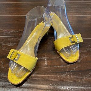 Prada Slides in Bright Yellow Patent Sz 36